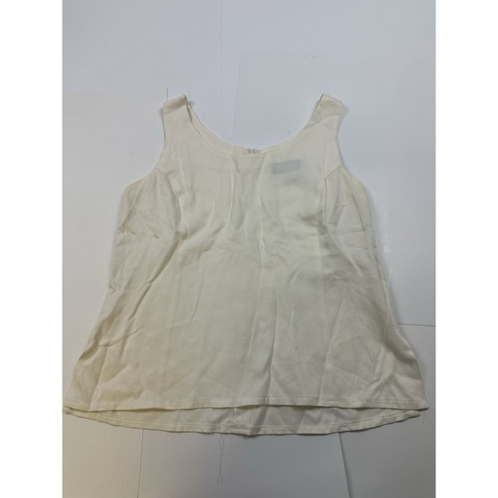 Vintage Cache Womens Small Ivory‎ Sleeveless Blouse Silk